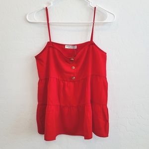 NWT Paper Crane Red Babydoll Tank Top Size XS